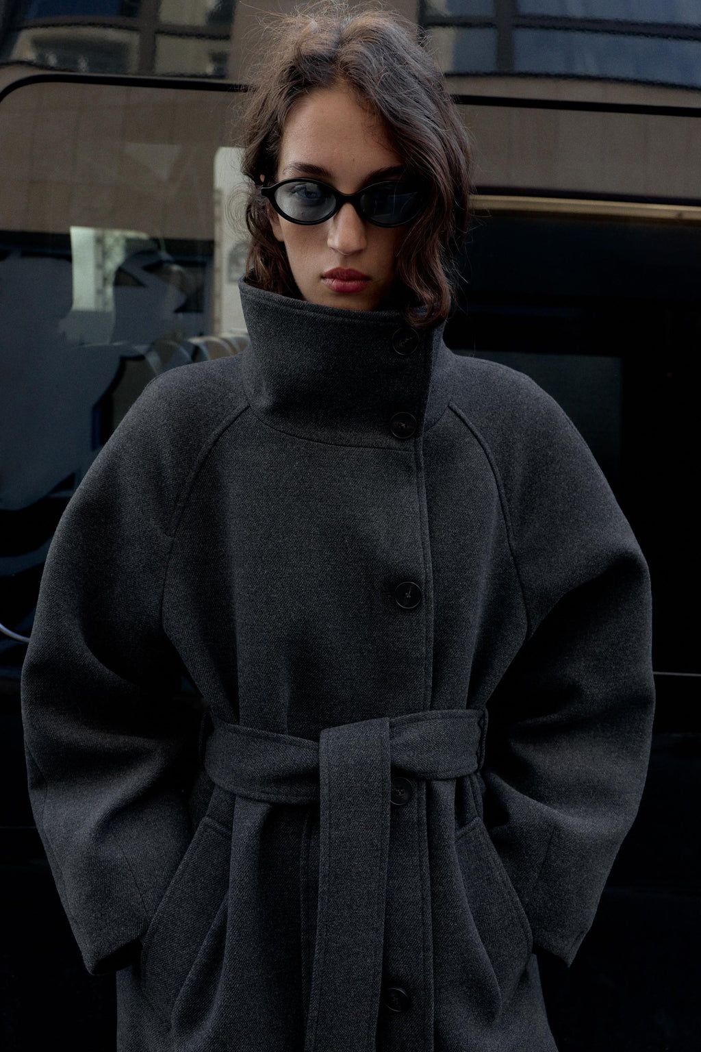 Serenelle | wool coat with waist belt