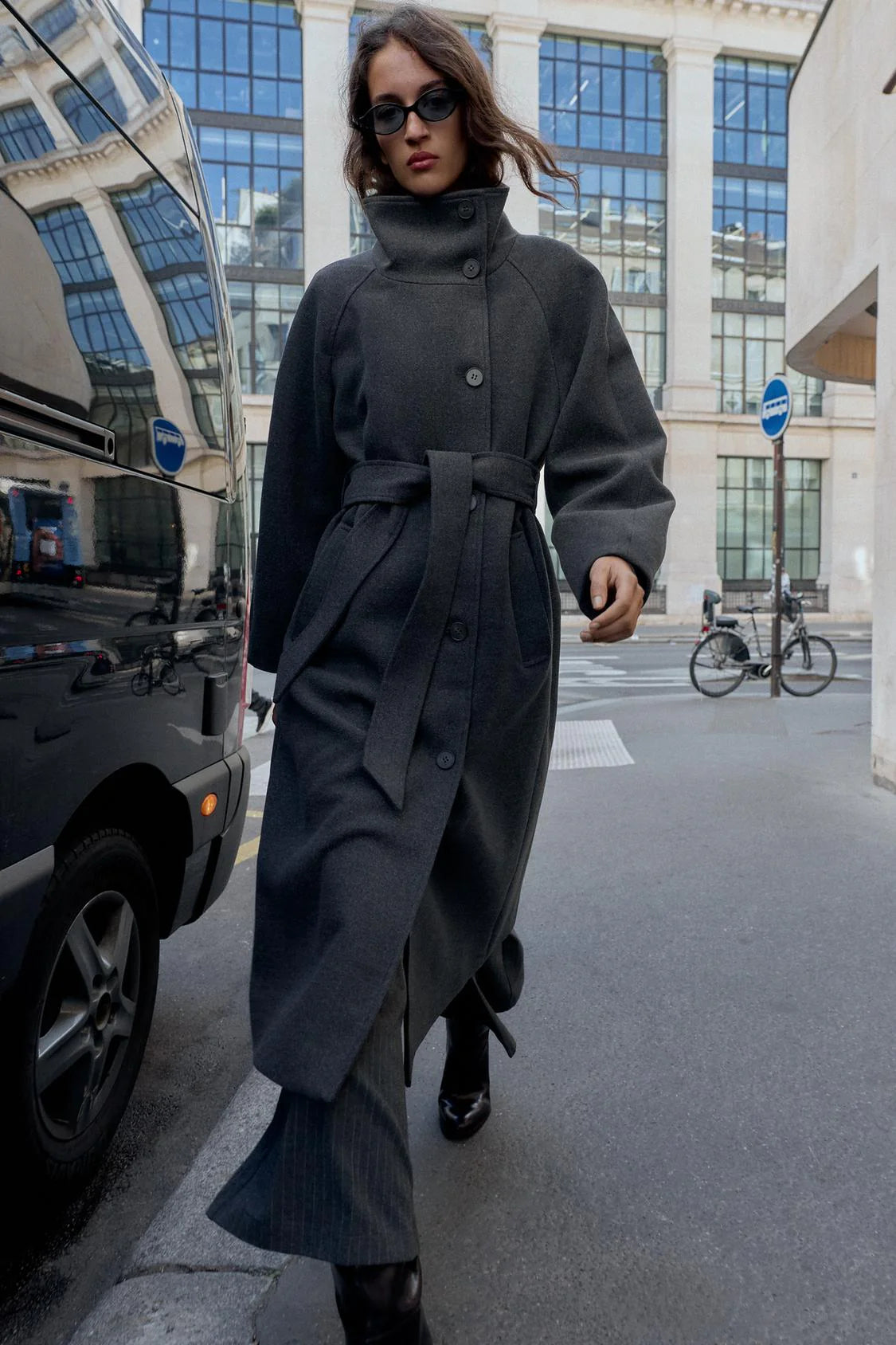 Serenelle | wool coat with waist belt