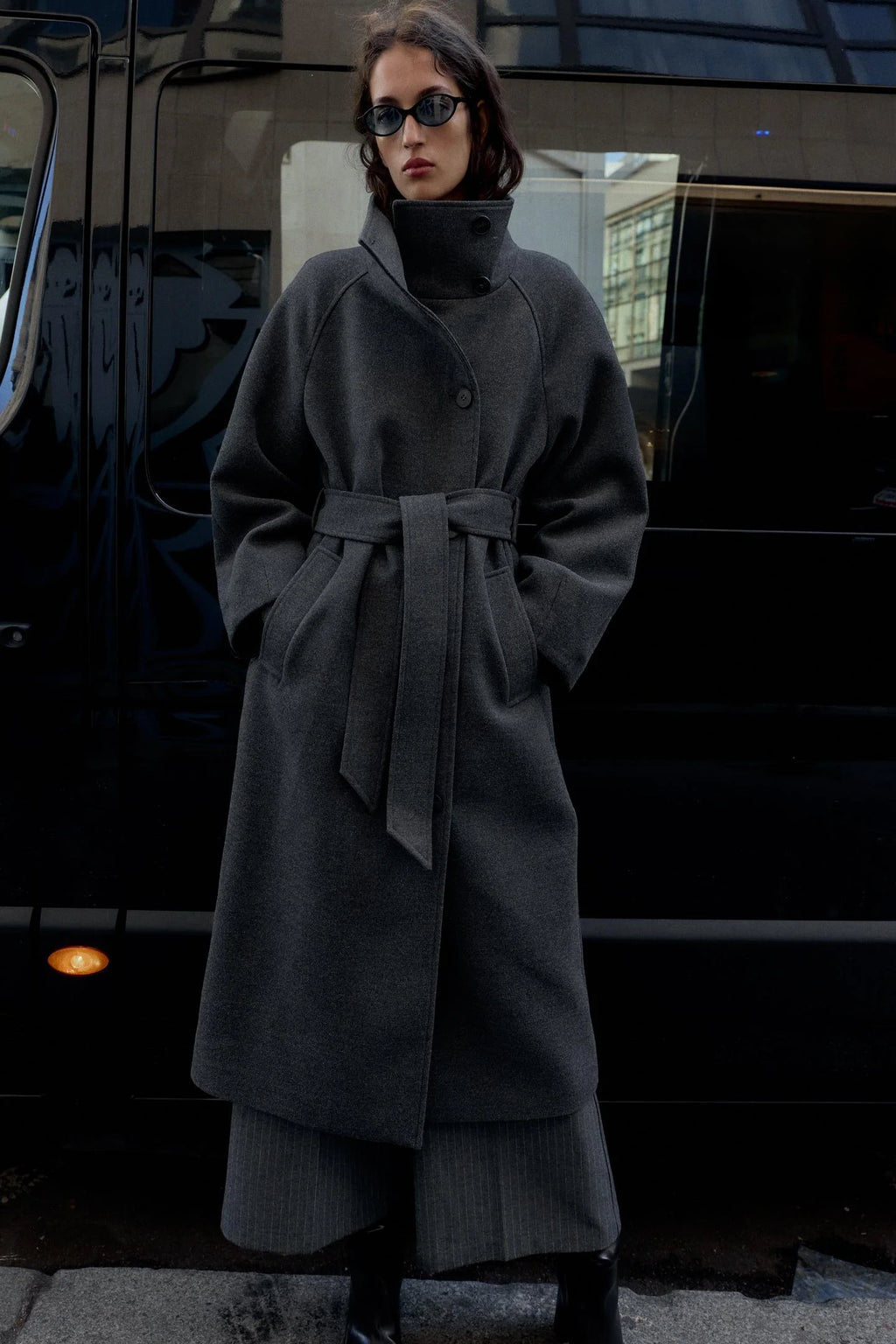Serenelle | wool coat with waist belt