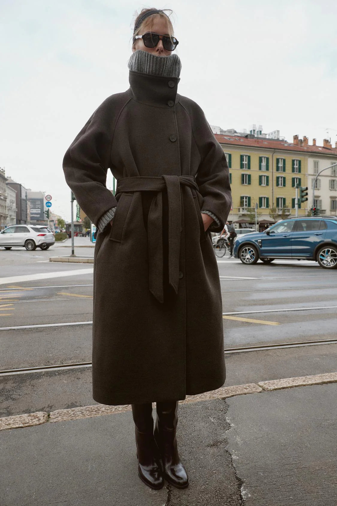 Serenelle | wool coat with waist belt